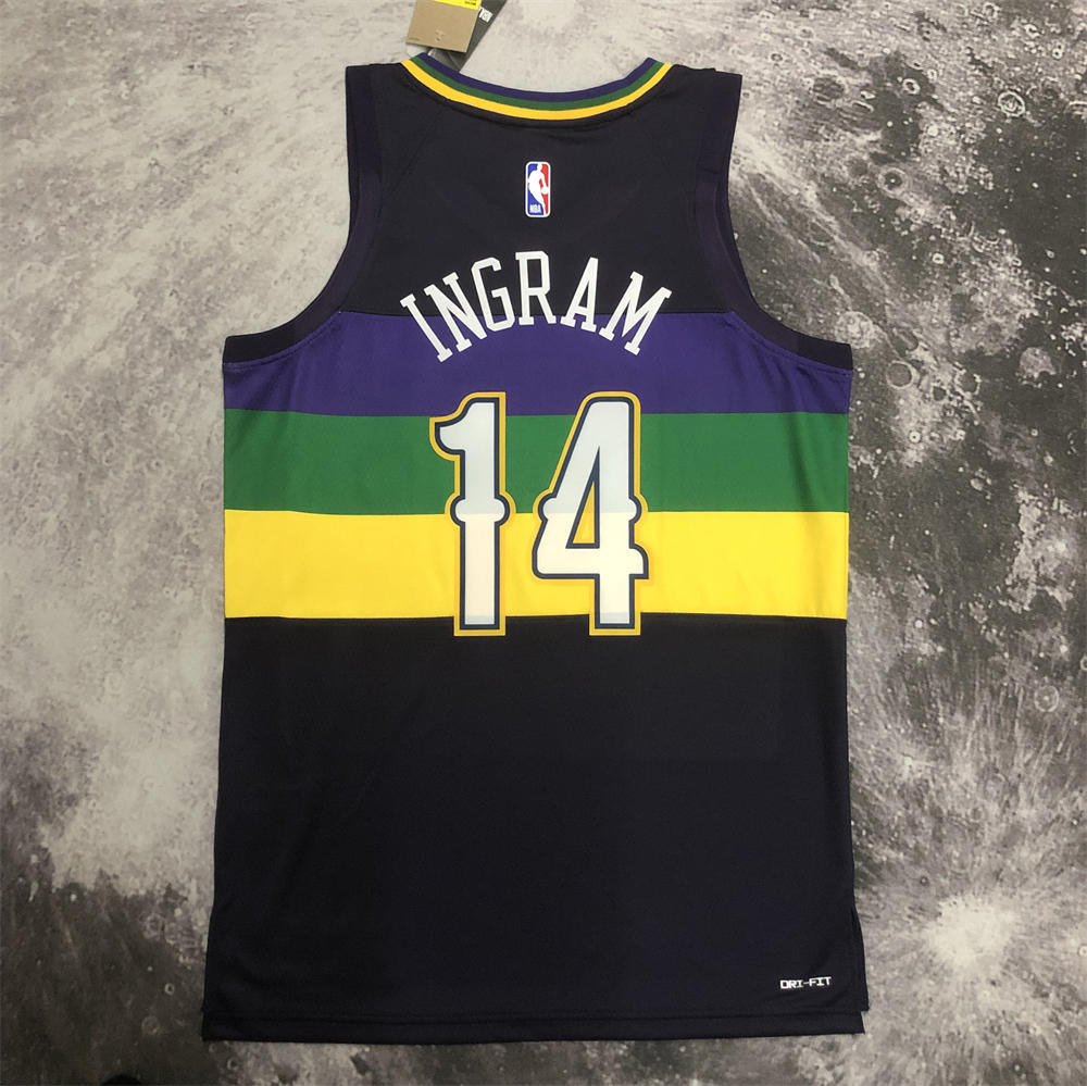 NBA New Orleans Pelicans V-Neck Black jersey INGRAM#14 S-XXL