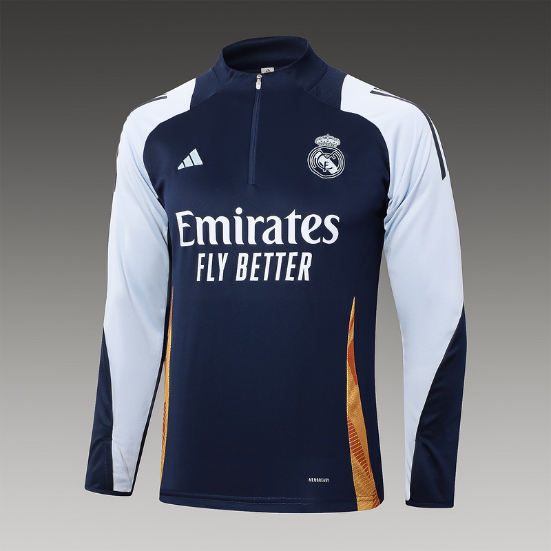 24/25 Real Madrid Royal blue Long-sleeved half-pull training kit Football team kit