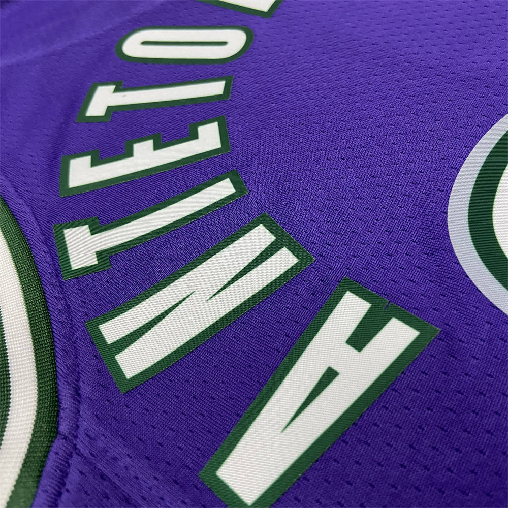 NBA Milwaukee Bucks V-Neck Purple jersey ANTETOKOUNMPO#34 S-XXL