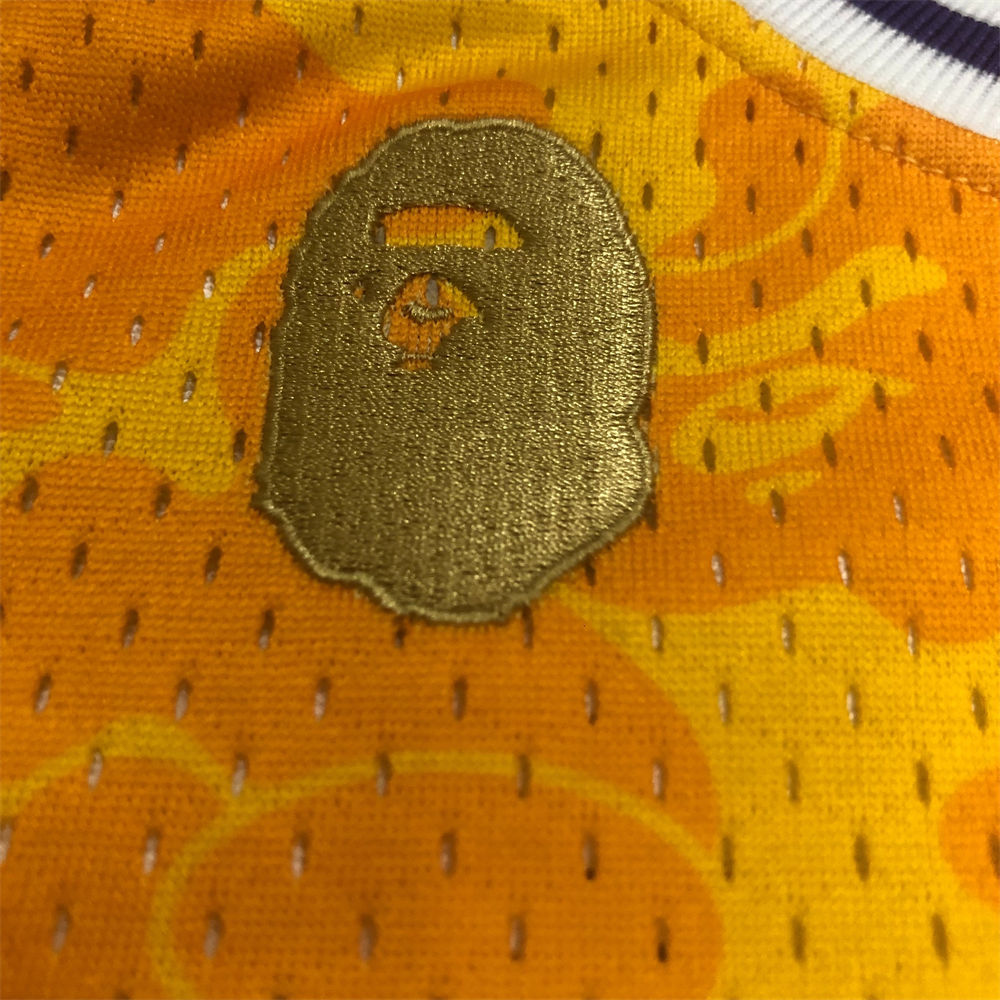 NBA Los Angeles Lakers BAPE×M&N BAPE#93 Gold Hardwood Classics Swingman Jersey S-XXL