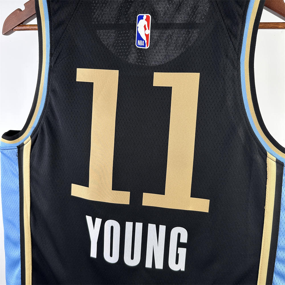NBA Altanta Hawks 2024 Round Neck City Edition Black Jersey YOUNG#11 S-XXL