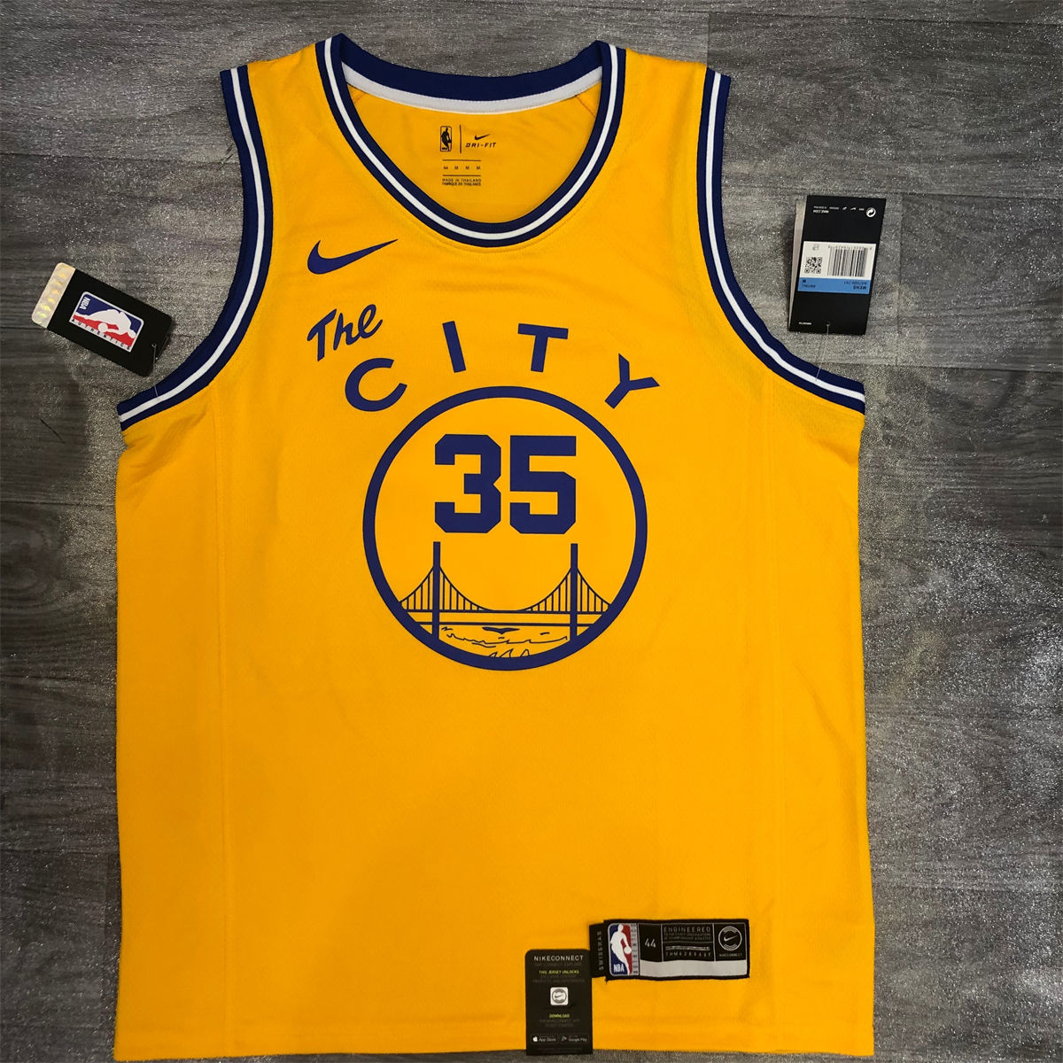 NBA Golden State Warriors Round neck Yellow Jersey DURANT#35 S-XXL