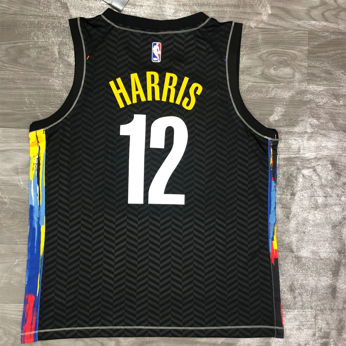 NBA Brooklyn Nets V-Neck Black Jersey HARRIS#12 S-XXL