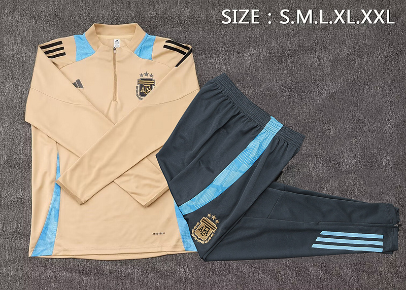 24/25 Argentina ochre Long-sleeved half-pull training kit Football team kit