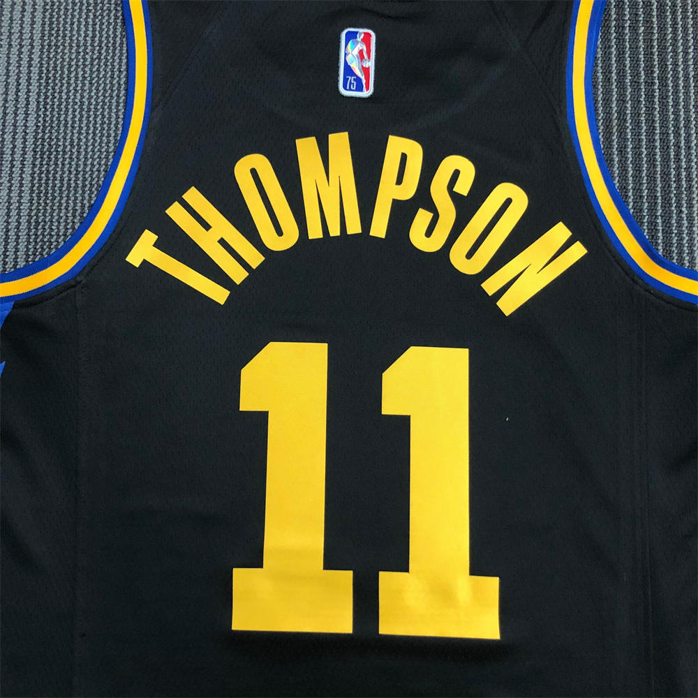 NBA Golden State Warriors V-Neck 75th anniversary Black Jersey THOMPSON#11 S-XXL