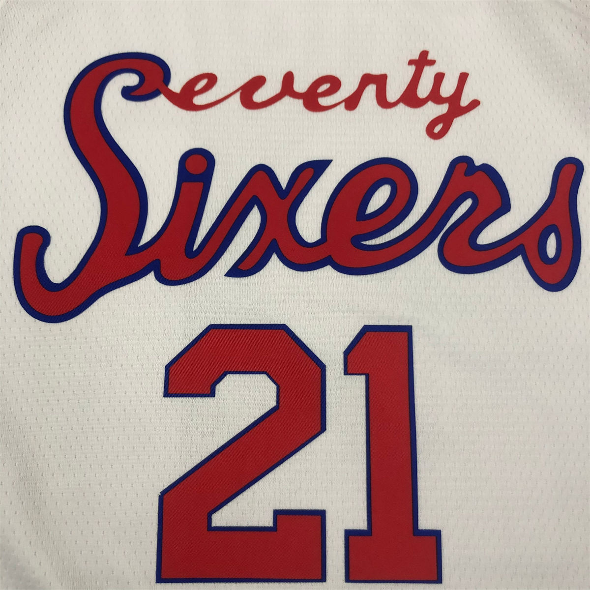 NBA Philadelphia 76ers Round Neck White Jersey EMBIID#21 S-XXL
