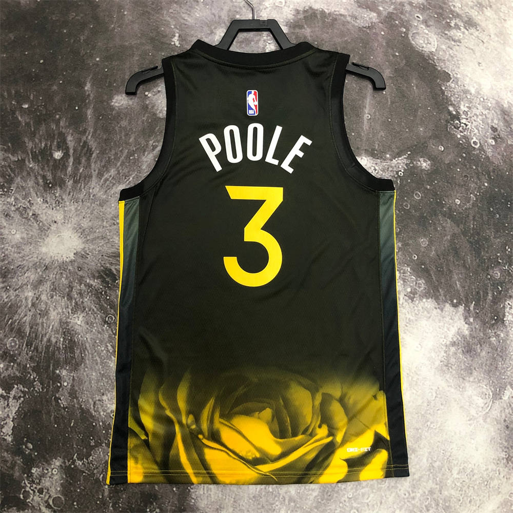 NBA Golden State Warriors V-Neck Black City Edition Jersey POOLE#3 S-XXL