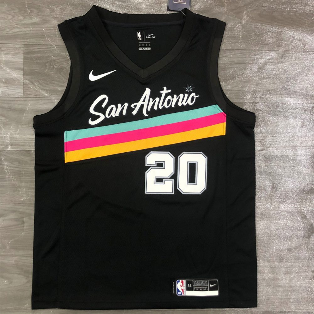 NBA San Antonio Spurs V-Neck Black jersey GINOBILI#20 S-XXL