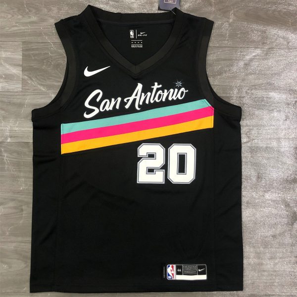 NBA San Antonio Spurs V-Neck Black jersey GINOBILI#20 S-XXL