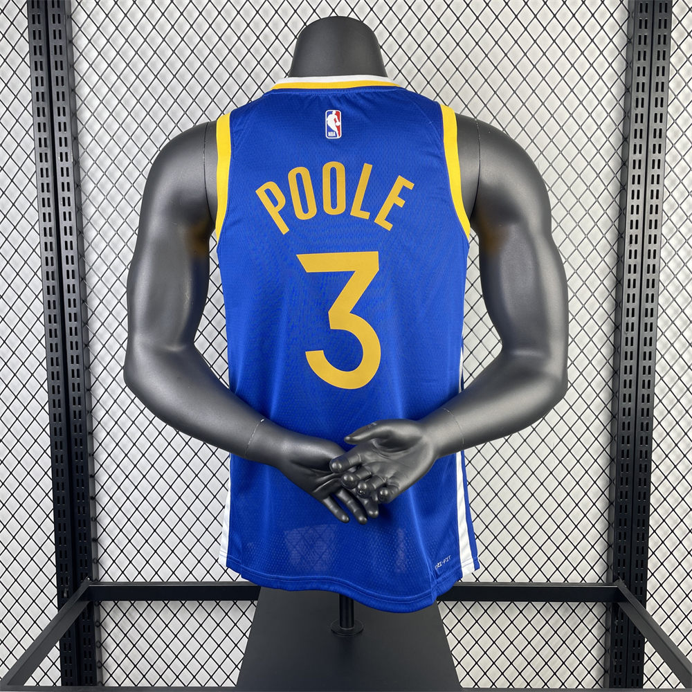 NBA Golden State Warriors 2023 V-Neck Blue Jersey POOLE#3 S-XXL