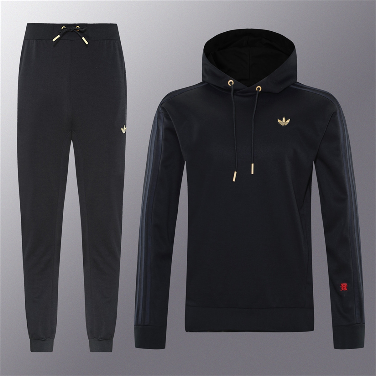 2025 Adidas Black Hoodie Jacket Kit Set Football Team Shirt Sports Fashion