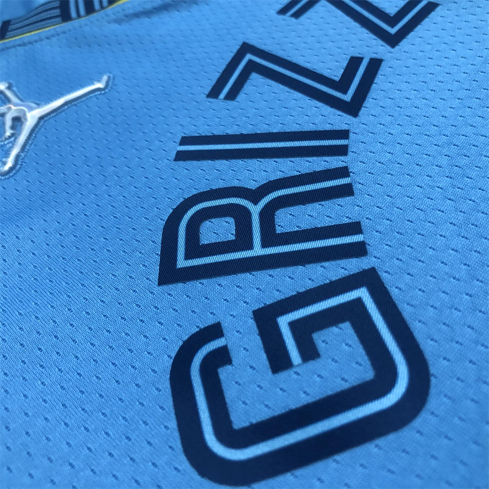 NBA Memphis Grizzies Round Neck Blue 75th AnniversaryJersey MORANT #15 S-XXL