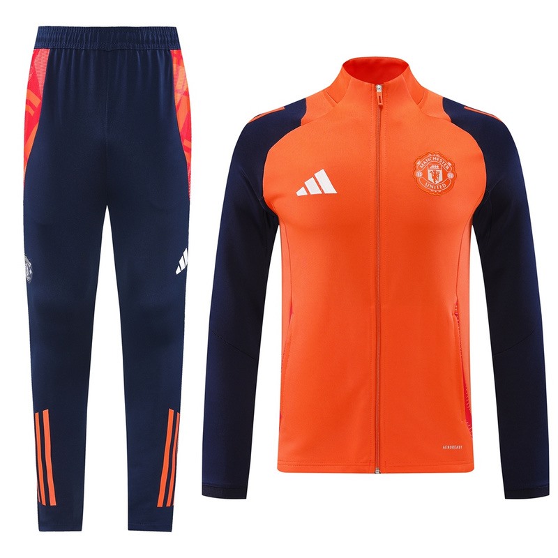 2024 Manchester United Orange Jacket Training Suit Set Football Team Shirt Sports Fashion