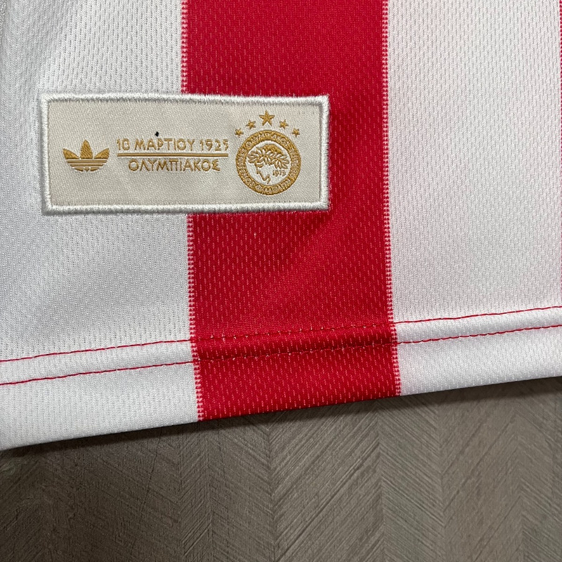 2025/26 Olympiacos 100th Anniversary Edition Red and White Jersey Fan Version