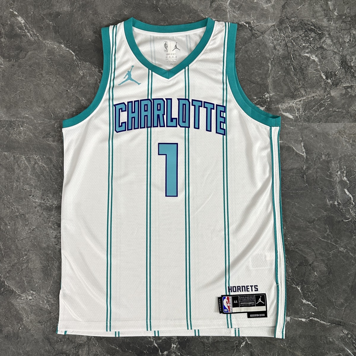 NBA Charlotte Hornets V-Neck White Jersey BALL#1