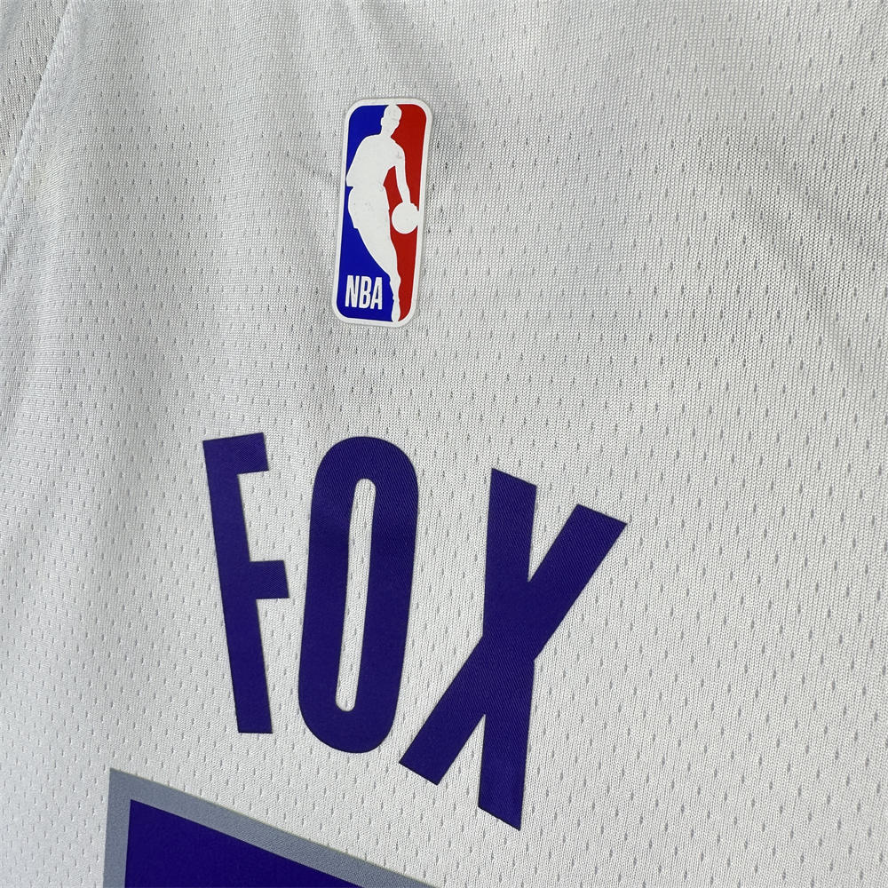 NBA Scaramento Kings 2024 V-Neck White jersey FOX#5 S-XXL