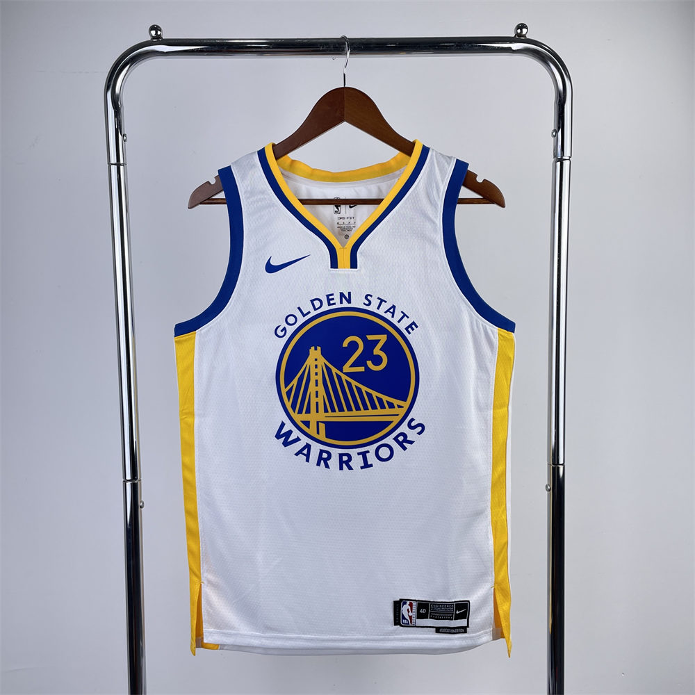 NBA Golden State Warriors 2023 V-Neck White Jersey GREEN#23 S-XXL