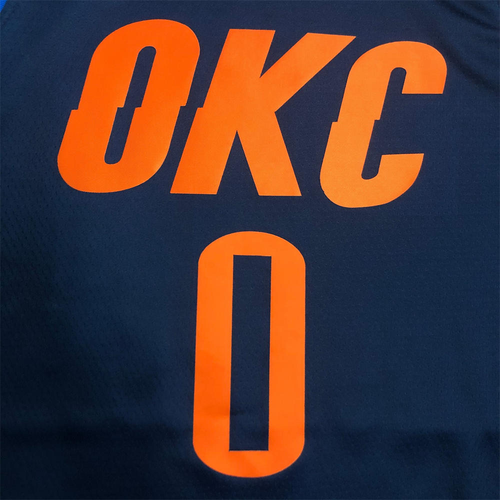 NBA Oklahoma City Thunder V-Neck Deep Blue Jersey WESTBROOK#0 S-XXL