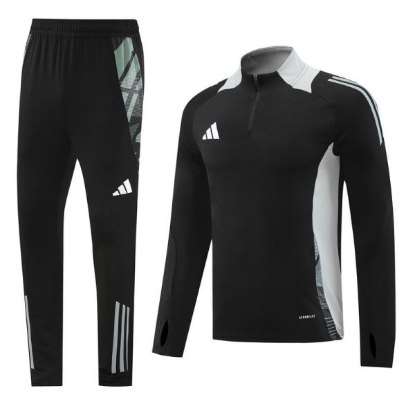2024 Adidas Black Long-sleeved half-pull training kit Football team kit