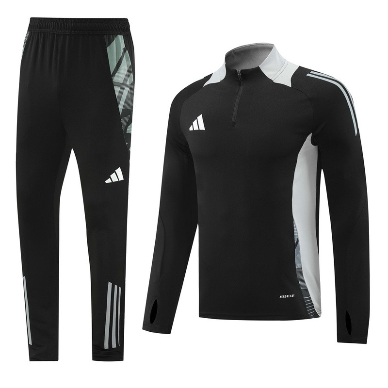 2024 Adidas Black Long-sleeved half-pull training kit Football team kit