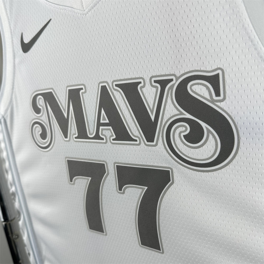 NBA Dallas Mavericks 24/25 City Edition V-Neck White Jersey DONCIC#77 S-XXL