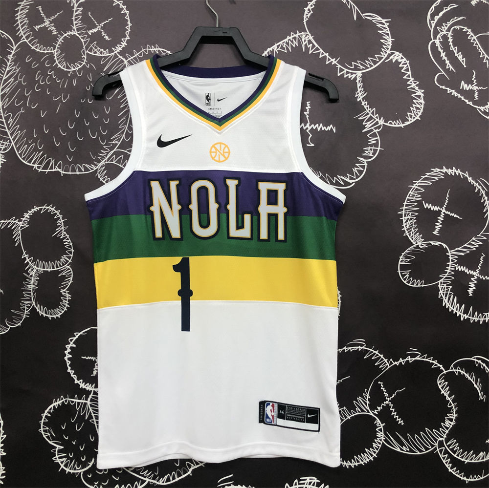 NBA New Orleans Pelicans V-Neck White jersey WILLIAMSON#1 S-XXL
