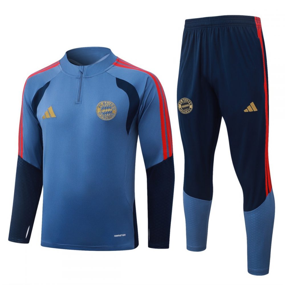 2026 Bayern Munich Medium Blue Long-sleeved half-pulltraining kit