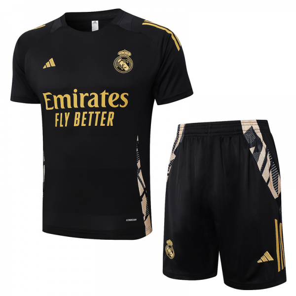 24/25 Real Madrid Black Training Set Shirt and Shorts