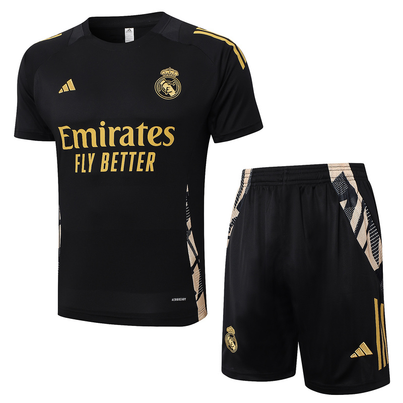 24/25 Real Madrid Black Training Set Shirt and Shorts