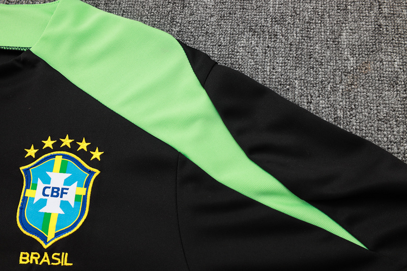 24/25 Brazil Black Long-sleeved half-pull training kit Football team kit
