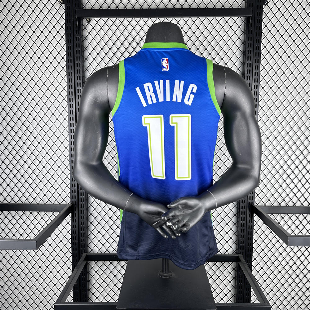 NBA Dallas Mavericks V Neck Black Blue Jersey IRVING#11 S-XXL