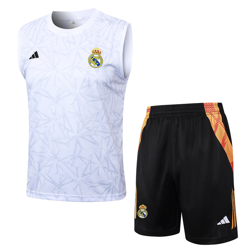 24/25 Real Madrid White Training Set Shirt and Shorts