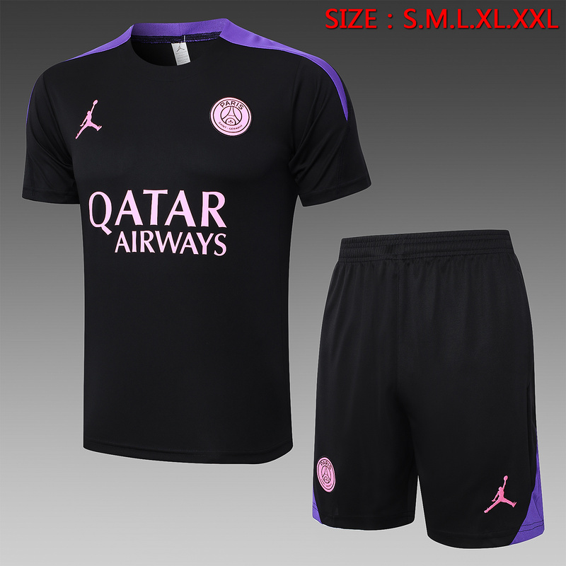 24/25 Paris Black Training Set Shirt and Shorts