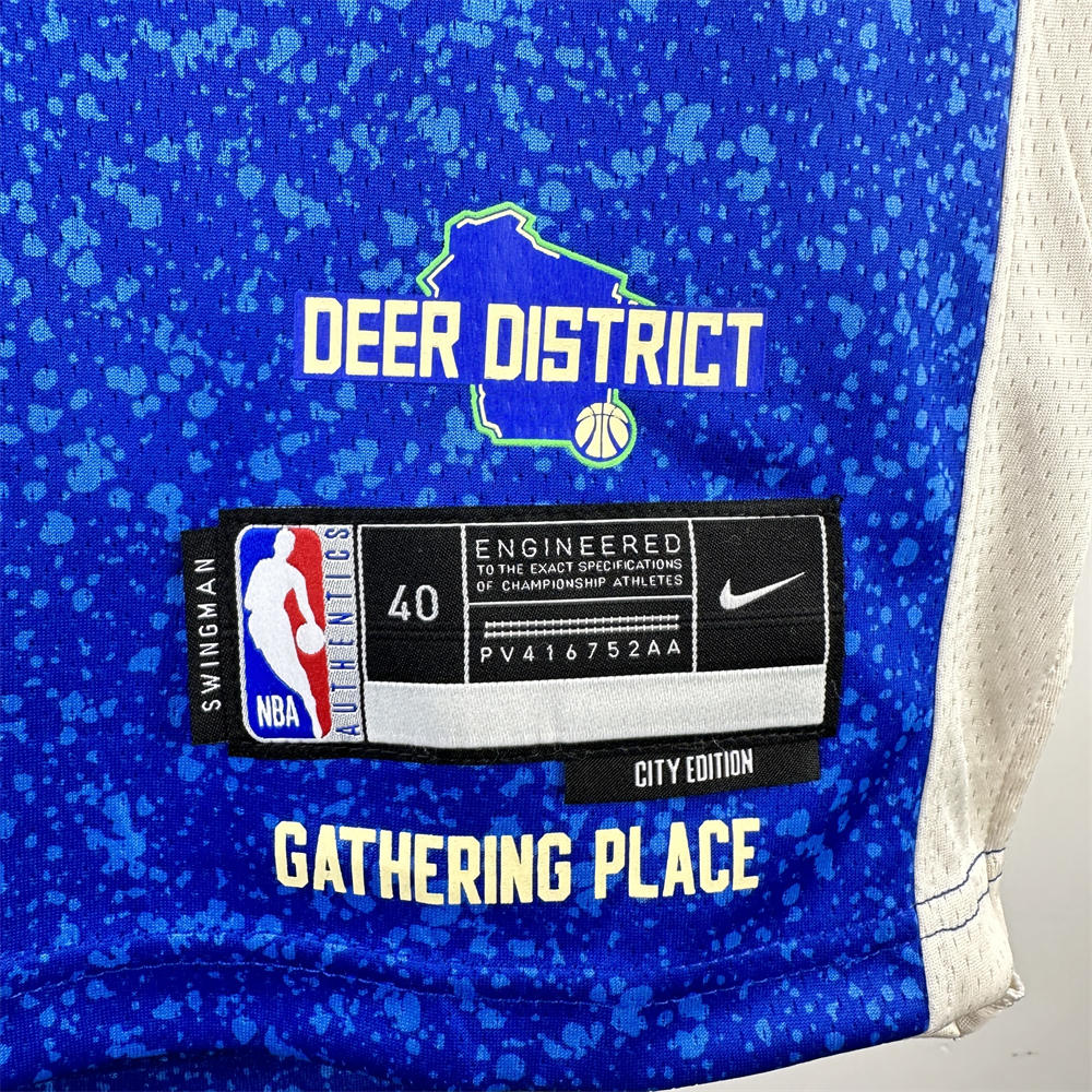 NBA Milwaukee Bucks 2024 Round Neck City Edition Blue jersey ANTETOKOUNMPO#34 S-XXL