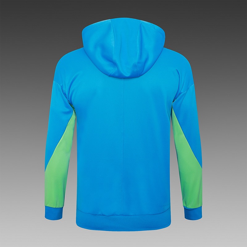 2024 Brazil Blue Hoodie Jacket Kit Set Football Team Shirt Sports Fashion