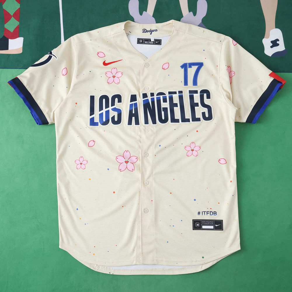 MLB LosAngeles Dodgers Beige Jersey Flower Edition OHTANI #17