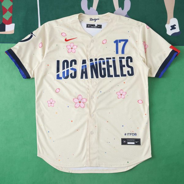 MLB LosAngeles Dodgers Beige Jersey Flower Edition OHTANI #17