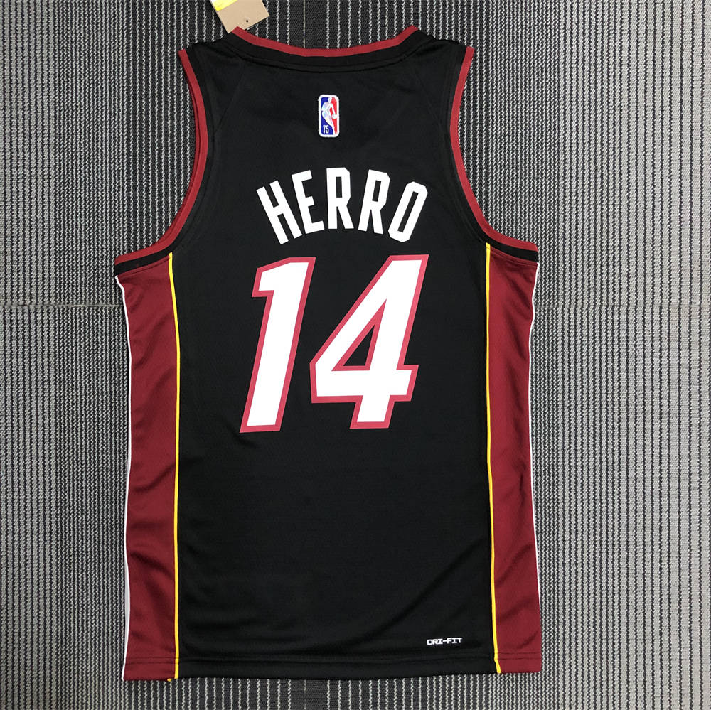 NBA Miami Hearts V-Neck Black 75th Anniversary Jersey HERRO#14 S-XXL