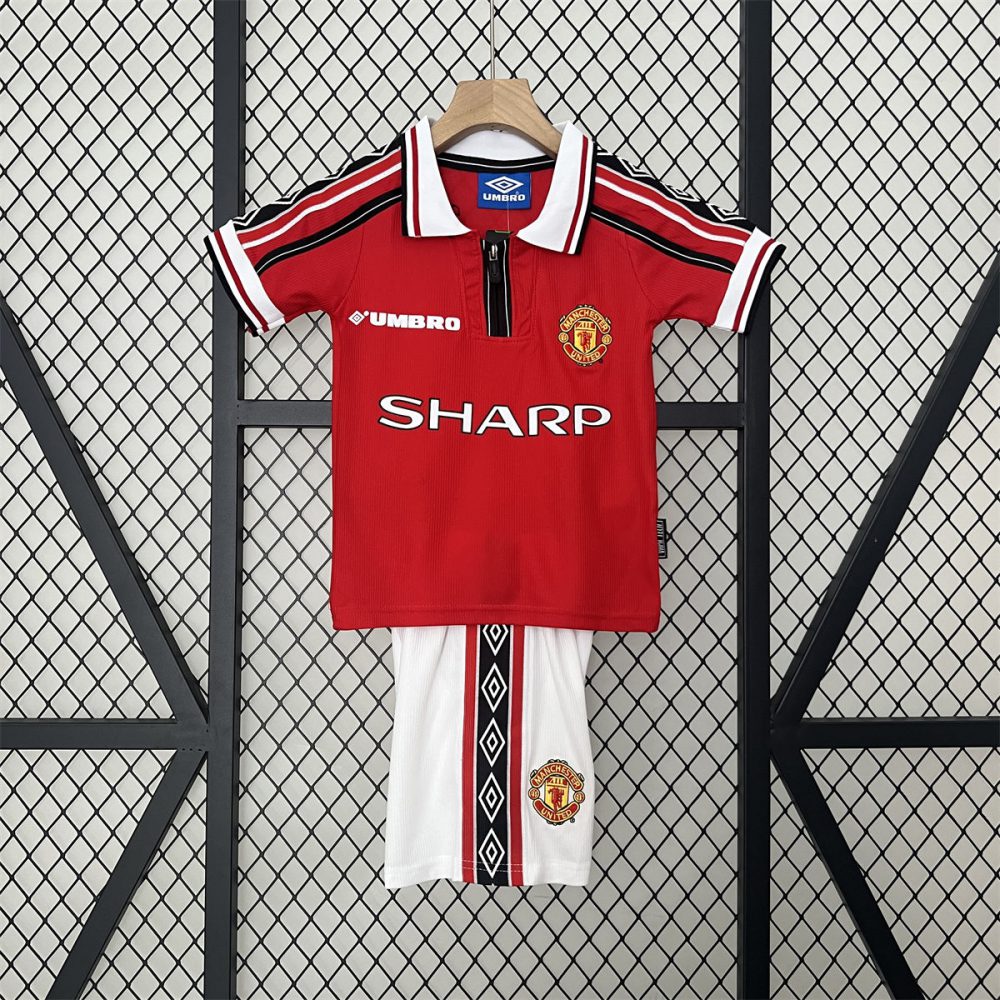 Retro Manchester United 98/99 home  jersey Kid Kits Size 16-28