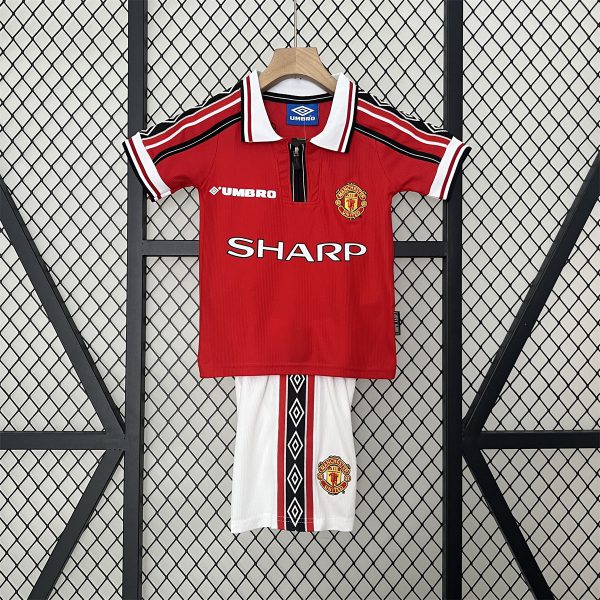 Retro Manchester United 98/99 home  jersey Kid Kits Size 16-28
