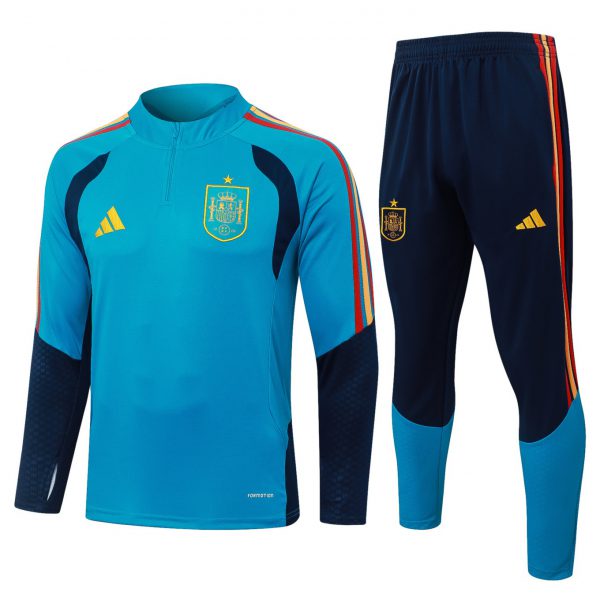 2026 Spain Sky blue Long-sleeved half-pull training kit