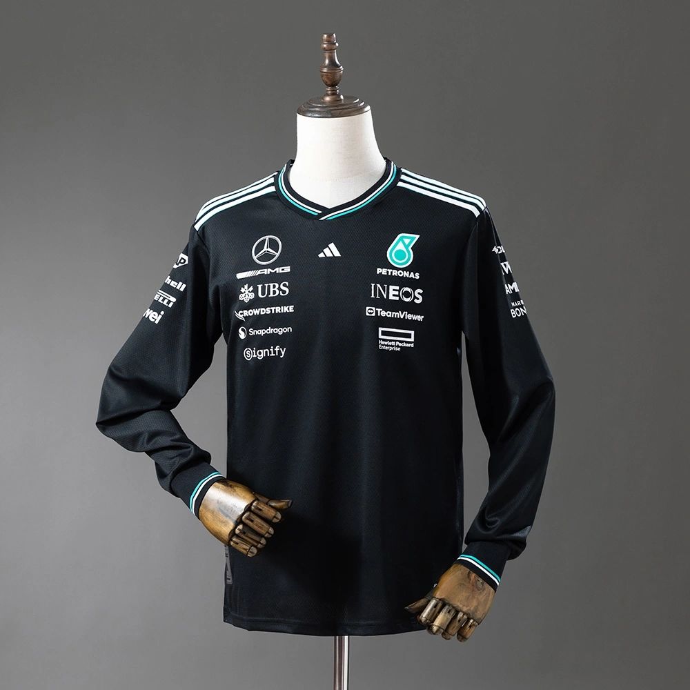 F1 Racing Mercedes-AMG 2025 Black Shirt Long Sleeve