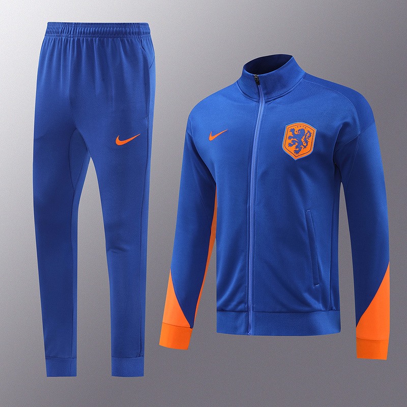 2024 Nehterlands Blue Jacket Training Suit Set Football Team Shirt Sports Fashion