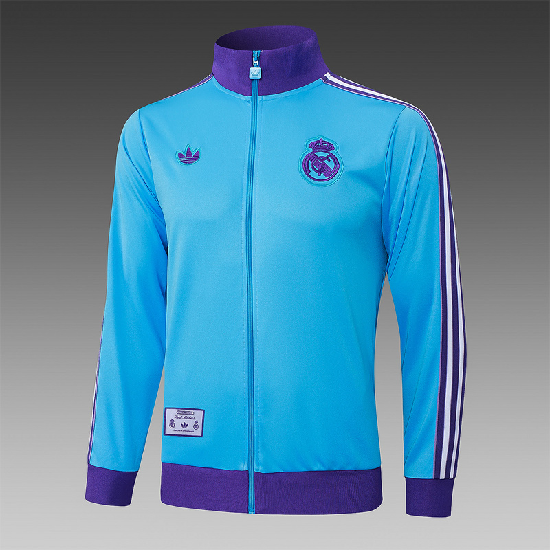 2025/26 Real Madrid Light blue Jacket Training Suit Set Football Team Shirt Sports Fashion