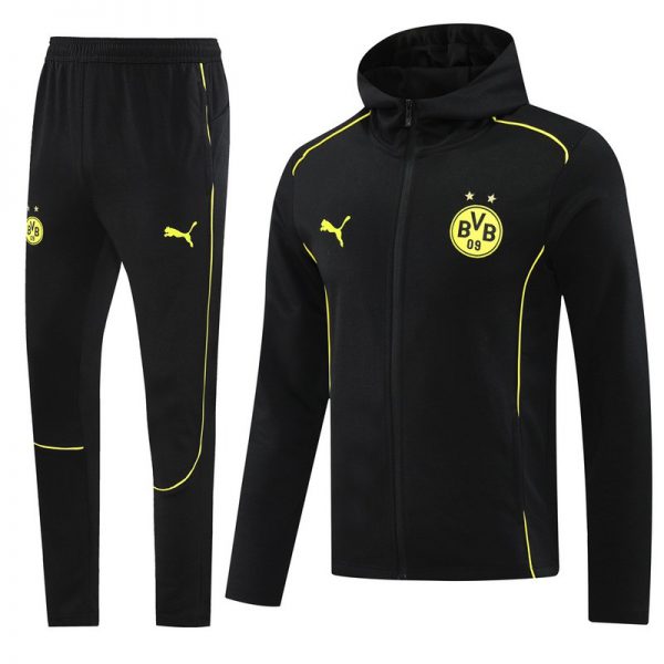 2024 Dortmund Black Hoodie Jacket Kit Set Football Team Shirt Sports Fashion