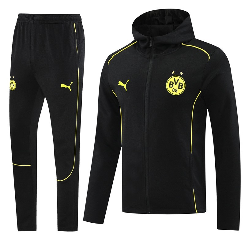 2024 Dortmund Black Hoodie Jacket Kit Set Football Team Shirt Sports Fashion