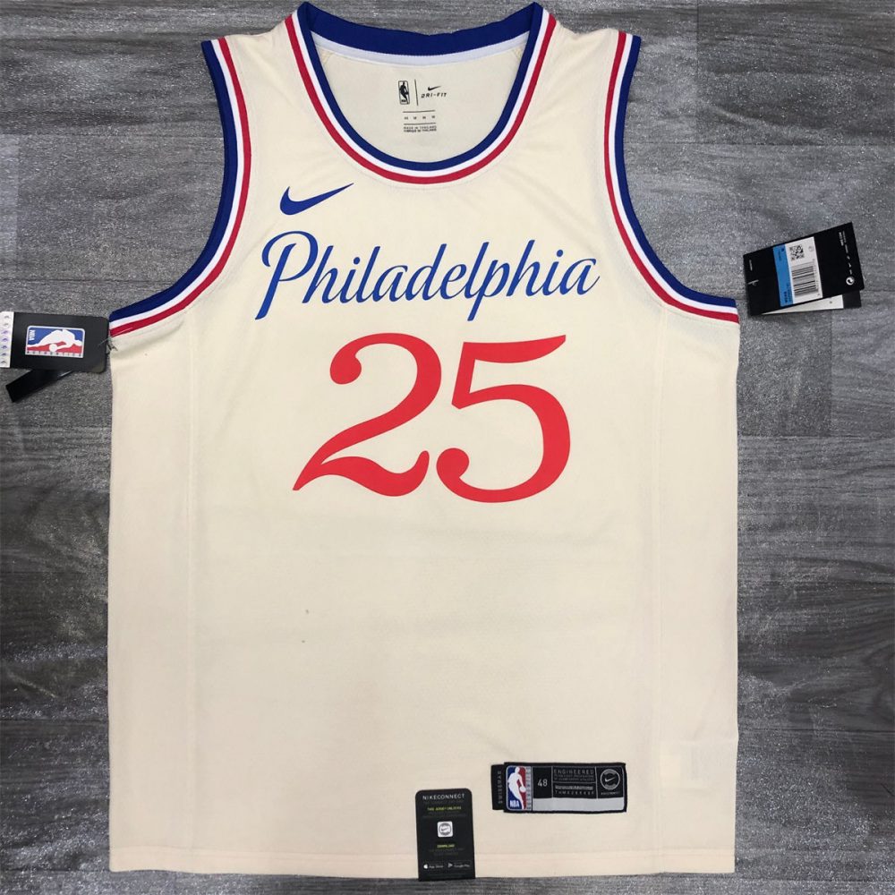 NBA Philadelphia 76ers Round neck White Jersey SIMMONS#25 S-XXL