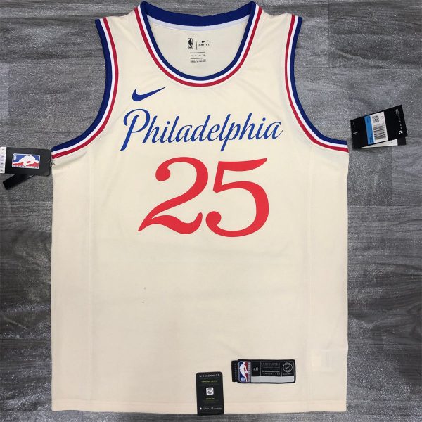 NBA Philadelphia 76ers Round neck White Jersey SIMMONS#25 S-XXL