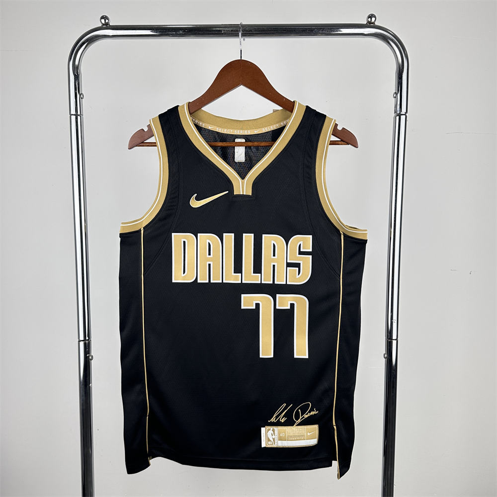 NBA Dallas Mavericks V-Neck Honor Edition Black Jersey DONCIC#77 S-XXL