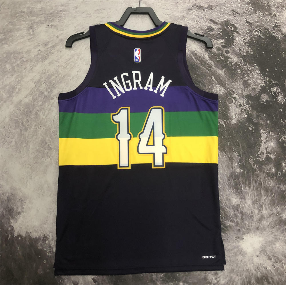 NBA New Orleans Pelicans V-Neck Black jersey INGRAM#14 S-XXL